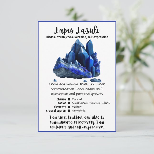 Lapis Lazuli Crystal Signification Carte (Debout devant)
