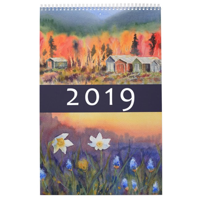 L'aquarelle aménage le calendrier mural en parc (Protection)
