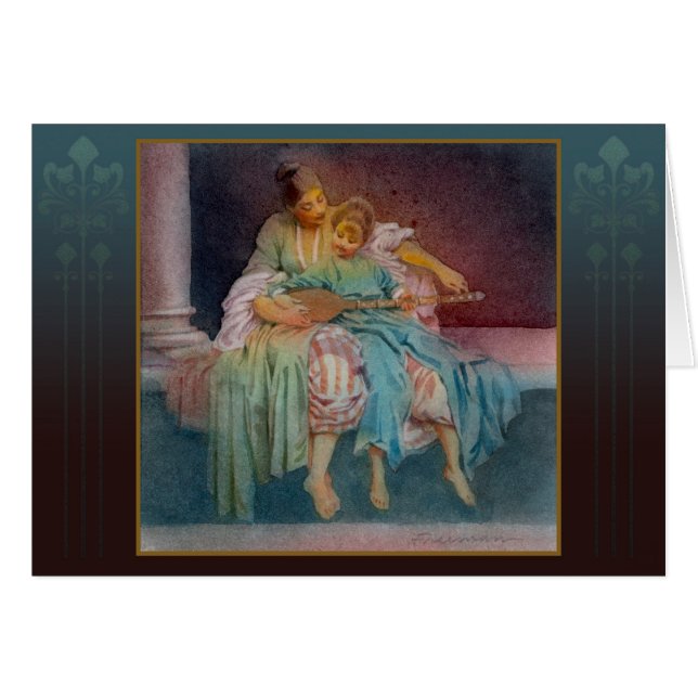 "L'aquarelle de beaux-arts de leçon de musique" - (Devant horizontal)