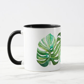 L'aquarelle de trio de Monstera laisse la tasse