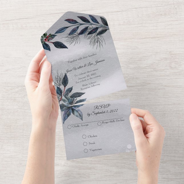 L'aquarelle d'hiver tout en un mariage Invitation (Déchirure)