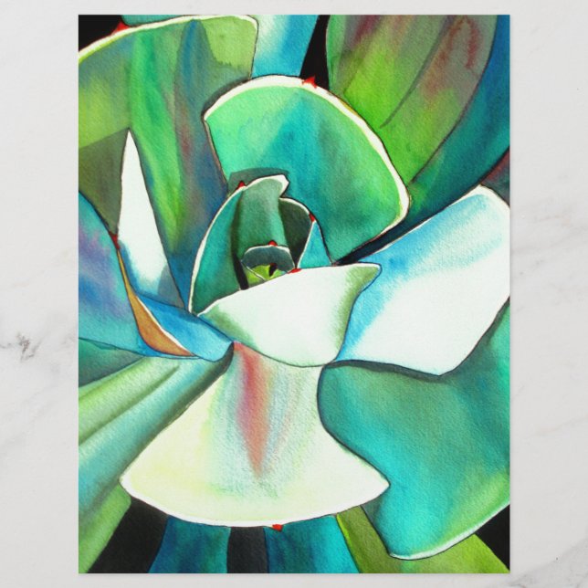 L'aquarelle du désert bleu et vert Succulent (Devant)