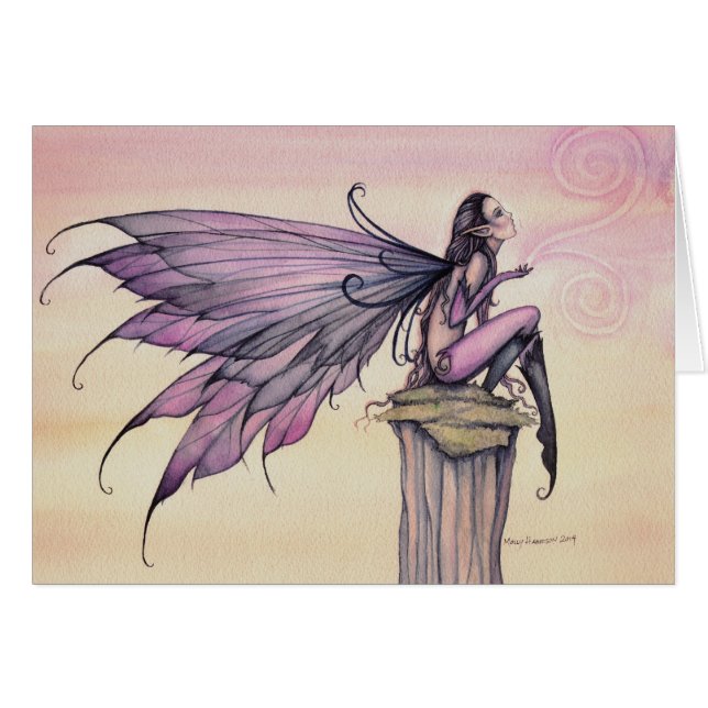 L'aquarelle fantaisiste de la fée violette perchée (Devant horizontal)