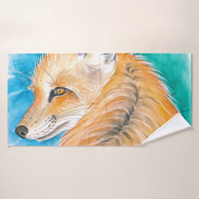 L'aquarelle rouge de Fox (Serviette de bain)