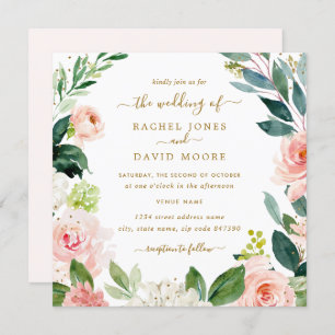 L'aquarelle rougissent invitation floral de