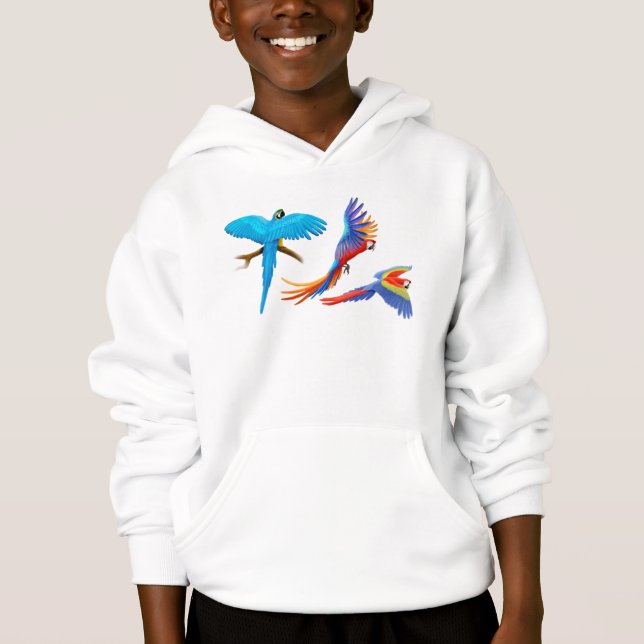 L'ara Parrots le sweatshirt à capuchon d'enfants (Devant)