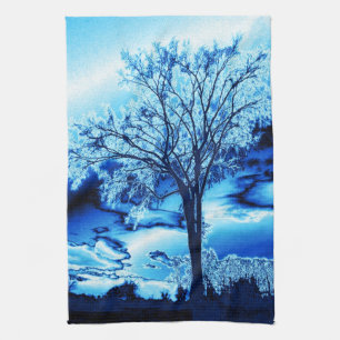 L'arbre en bleu glace serviette de cuisine