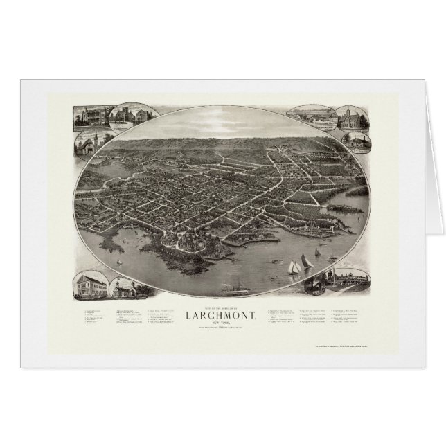 Larchmont, carte panoramique de NY - 1904 (Devant horizontal)