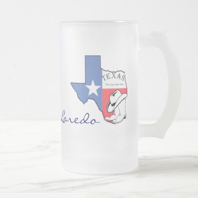 Laredo, Texas State Map avec étoile, Bottes, Mug C (Droit)
