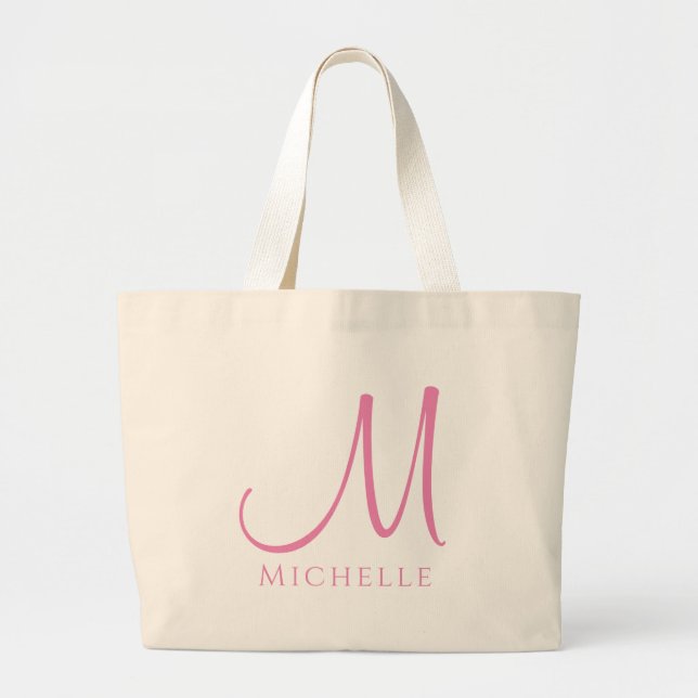 Large Tote Bag Monogram Initial Letter Name (Devant)