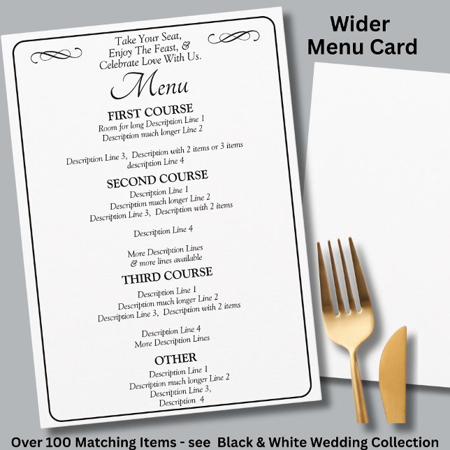 Larger Menu Card - Black White Infinity Scroll, (Créateur téléchargé)
