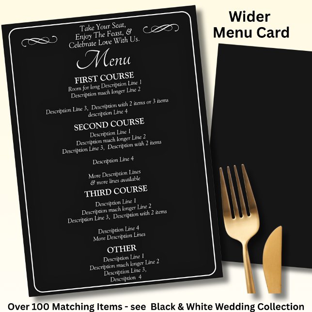 Larger Menu Card - Black White Infinity Scroll, (Créateur téléchargé)