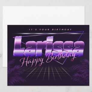 Larissa nom prénom violet carte rétro anniversaire