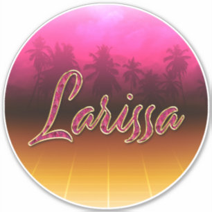Larissa prénom nom autocollant rose doré