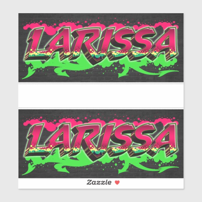 Larissa prénom nom graffiti autocollant sticker (Feuille)