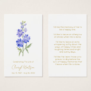 Larkspur Carte de prière simple de souvenir
