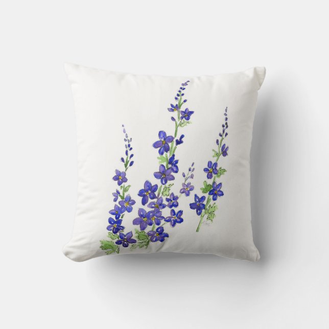 Larkspur Fleurs Coussin d'aquarelle (Recto)