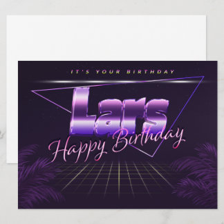 Lars prénom carte rétro lilas pour un anniversaire