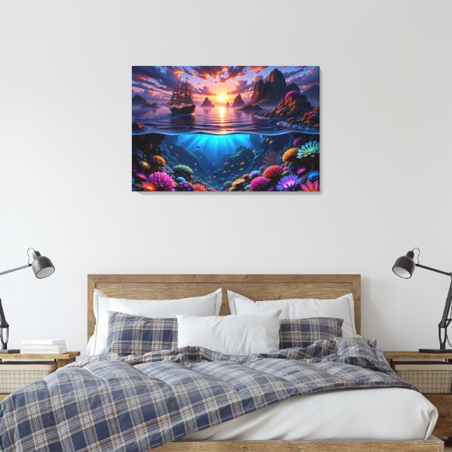 L'art de la Toile de Sunset Ocean (Insitu(Chambre))