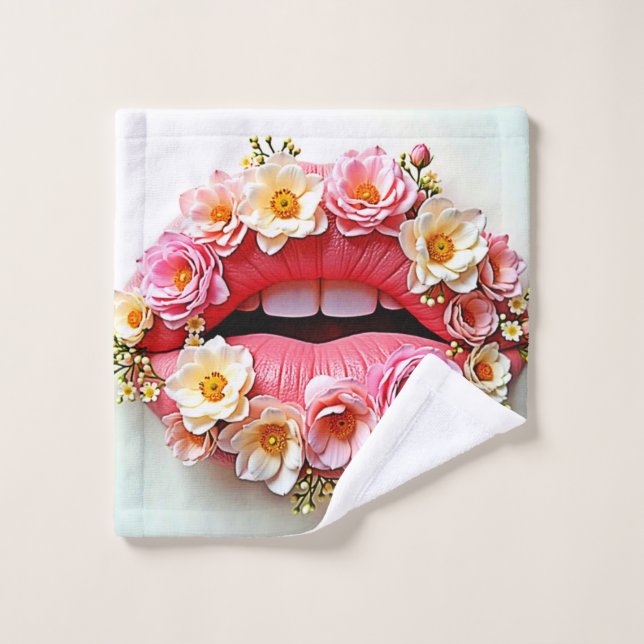 L'art des lèvres florales (Gant de toilette)