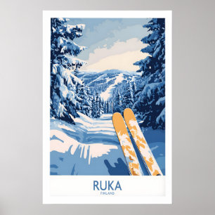 L'art des pentes finlandaises - Affiche de ski Ruk