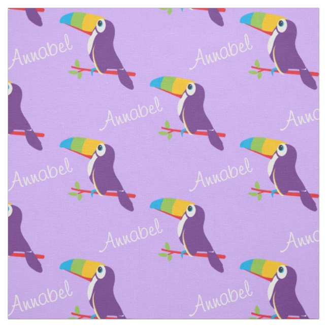 L'art d'oiseau graphique Toucan nommé tissu violet (Échantillon)