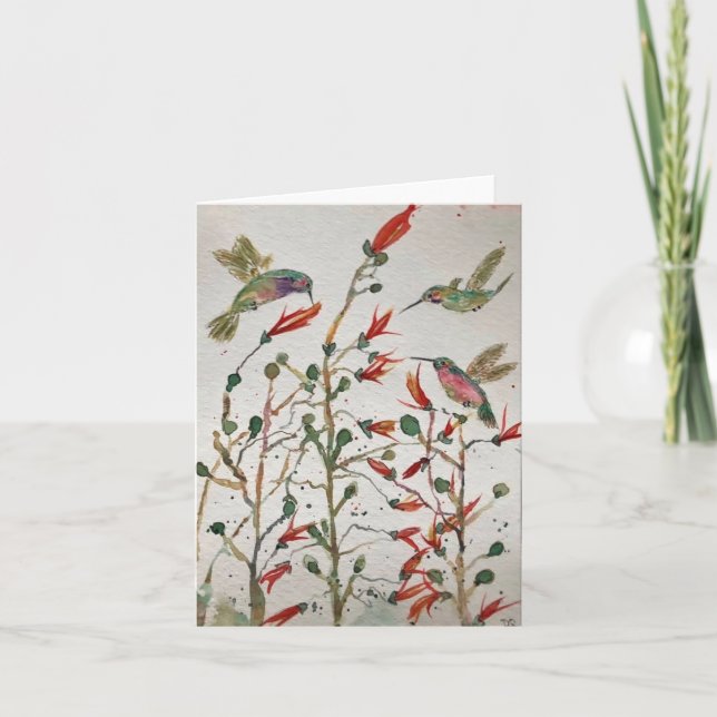 L'art original des colibris sur carte blanche (Devant)