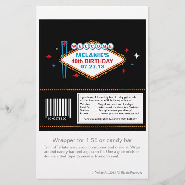 Las Vegas 40e anniversaire Candy Wrapper (Devant)