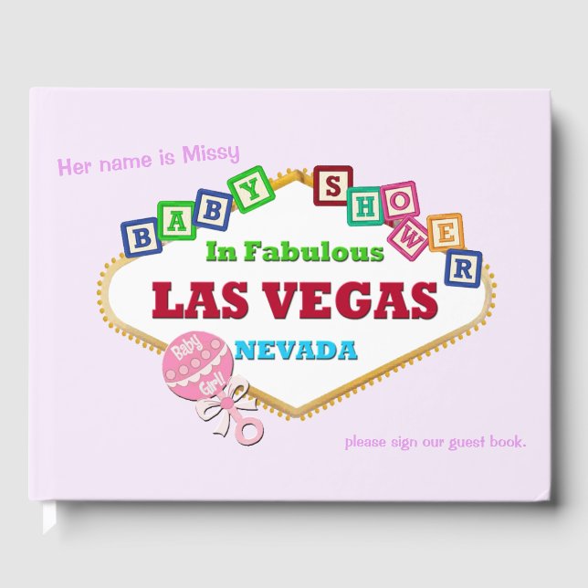 Las Vegas Baby shower GIRL Livre d'invité (Recto)