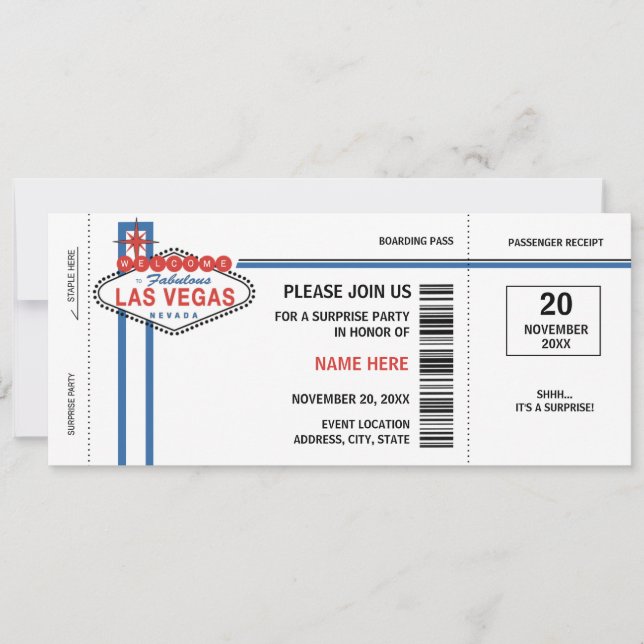 Las Vegas Boarding Pass Invitations (Devant)