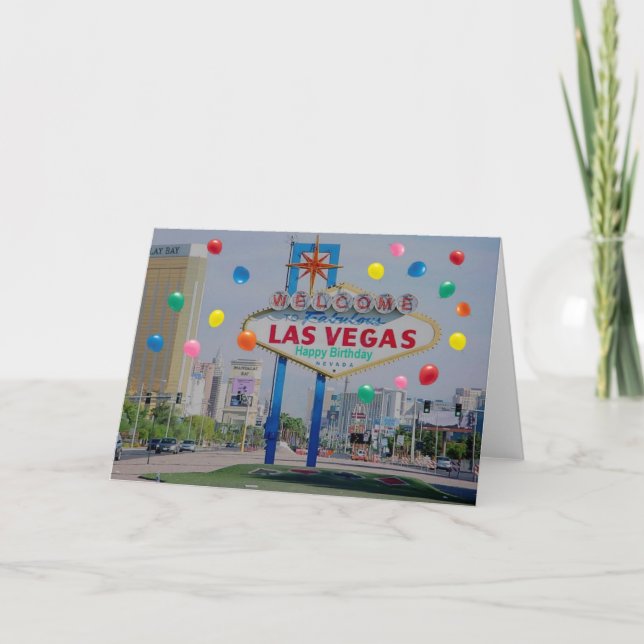 Las Vegas Bonne carte d'anniversaire avec ballons (Devant)