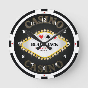 Las Vegas Casino Black Jack Chip Horloge murale