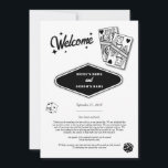 Las Vegas Casino Destination Mariage Itinéraire<br><div class="desc">Un design mariage à thème unique dessiné à la main par Las Vegas Casino. Destination moderne Las Vegas, Nevada thème mariage avec cartes à jouer, casino de jeux d'argent illustrations à thème. Une carte programme mariage Las Vegas noir et blanc Itinéraire design idéal pour les mariages à thème casino. Des...</div>