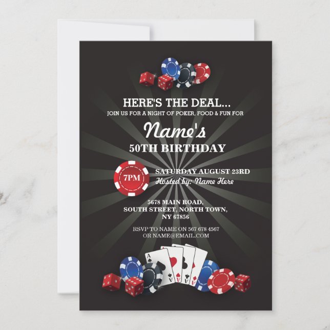 Las Vegas Casino Night Anniversaire Invitation de  (Devant)