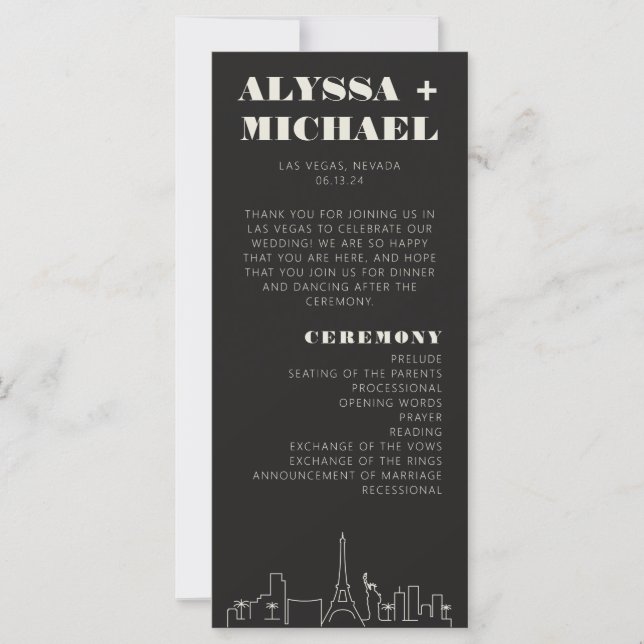 Las Vegas Casino Skyline Wedding Programme (Devant)