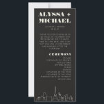 Las Vegas Casino Skyline Wedding Programme<br><div class="desc">Un programme de mariage amusant et moderne de destination Las Vegas skyline qui ajoutera des détails spéciaux personnalisés à votre événement Las Vegas! Ce programme de mariage est doté d'un rendu d'horizon moderne de Las Vegas, ainsi que d'une police et d'un texte entièrement personnalisables sur arrière - plan noir graphite....</div>