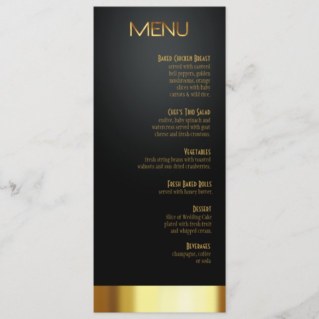 Las Vegas chanceux en noir/or de menu de dîner (Devant)