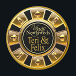 Las Vegas Deluxe Gold Casino Chip Magnet Favoriser<br><div class="desc">Si vous êtes Doing It In Vegas ou que vous avez un mariage thématique ou une réception à Las Vegas, ces magnets de jetons de casino en noir et or font les faveurs de mariage parfaites. Utilisez le bouton orange "Customisez-le" ci-dessus pour ajouter vos propres noms. Si vous avez besoin...</div>