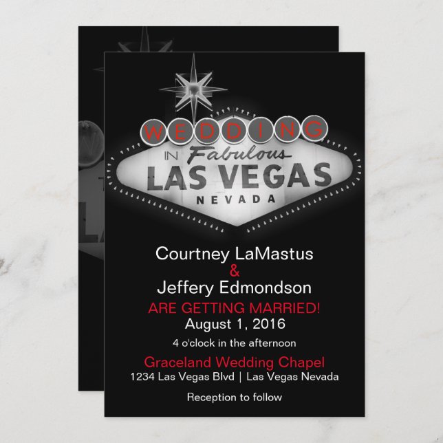 Las Vegas Destination Mariage Invitation (Devant / Derrière)