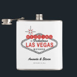 Las Vegas épousant le flacon l'épousant de |<br><div class="desc">Flacon rouge et noir fait sur commande de mariage de signe de Las Vegas. Ajoutez vos noms de jeunes mariés et date de mariage ou votre propre texte. Perfectionnez pour vos cadeaux de bachelorette de style de vegas.</div>
