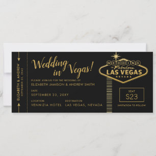 Las Vegas Mariage Boarding Pass Invitations