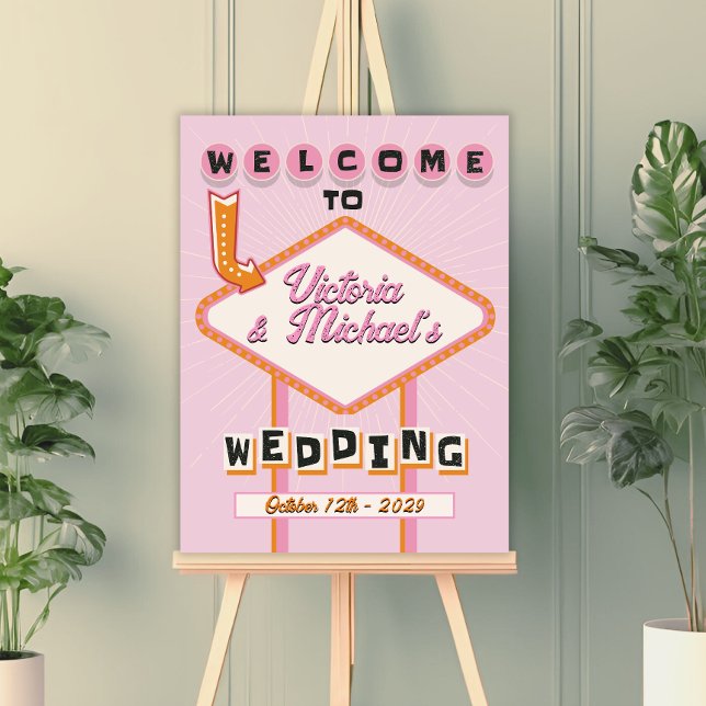 Las Vegas Mariage Mod Retro Affiche de bienvenue (Créateur téléchargé)