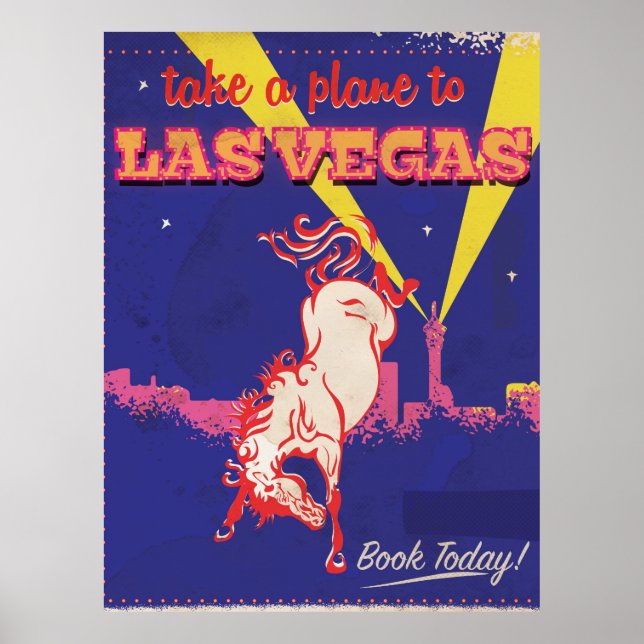 Las Vegas, Nevada affiche de voyage rétro. (Devant)