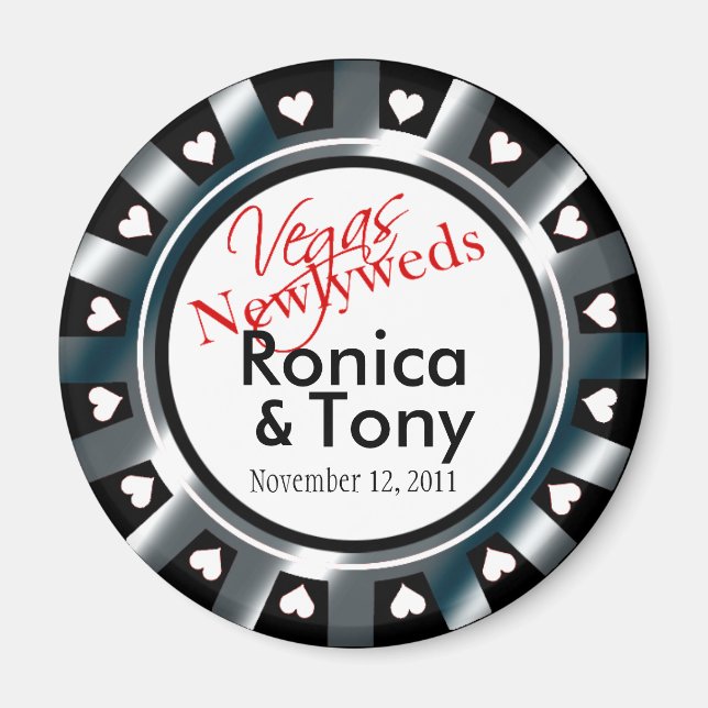 Las Vegas Newlyweds Casino Chip Magnet Favoriser (Devant)