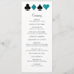 Las Vegas Programme de mariage de Parties scintill<br><div class="desc">Elégant texte est facilement personnalisé sur ce format chic et maigre,  Vegas programme de mariage. Le noir et le blanc se sentent sophistiqués lorsqu'il est accentué avec parties scintillant turquoise et costume de carte noire.</div>