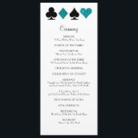 Las Vegas Programme de mariage de Parties scintill<br><div class="desc">Elégant texte est facilement personnalisé sur ce format chic et maigre,  Vegas programme de mariage. Le noir et le blanc se sentent sophistiqués lorsqu'il est accentué avec parties scintillant turquoise et costume de carte noire.</div>