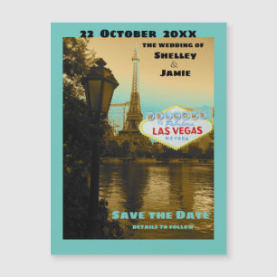 Las Vegas Save the Date turquoise Magnet