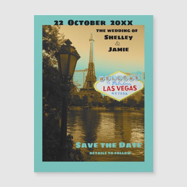Las Vegas Save the Date turquoise Magnet (Devant)