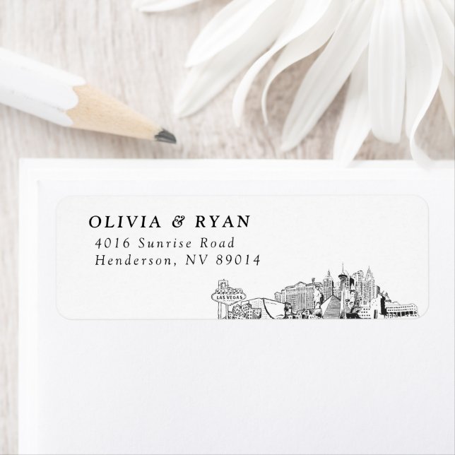 Las Vegas Skyline Modern Retours Étiquettes d'adre (En situation)