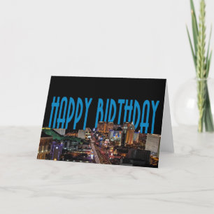 Las Vegas Strip Bonne carte d'anniversaire BLUE
